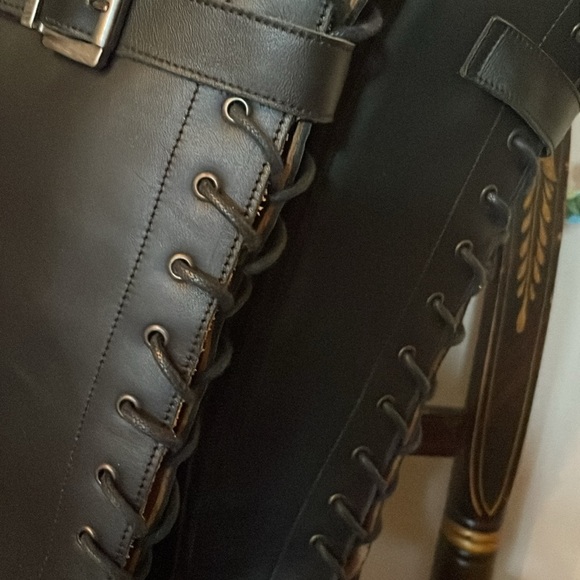 PePe Black Tall Lace-Up Leather Combat Boots — EU 40/Size 9 - Picture 5 of 5